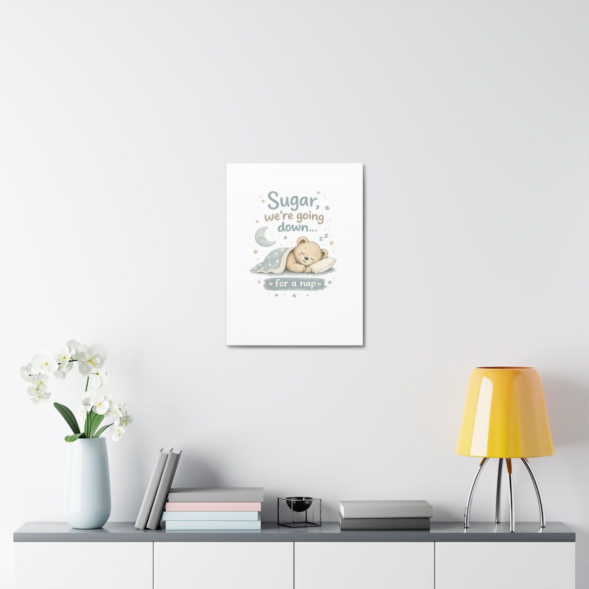 Baby Nursery Canvas Wall Art, Sugar We're Going Down Nursery Decor, Cute Bear Nursery Art, Baby Room Wall Decor, Stretched Canvas Print