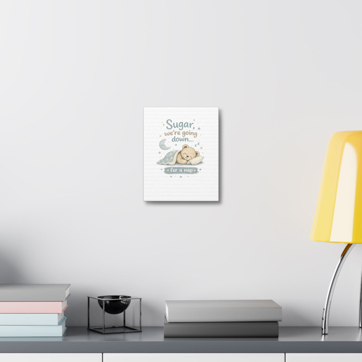 Baby Nursery Canvas Wall Art, Sugar We're Going Down Nursery Decor, Cute Bear Nursery Art, Baby Room Wall Decor, Stretched Canvas Print