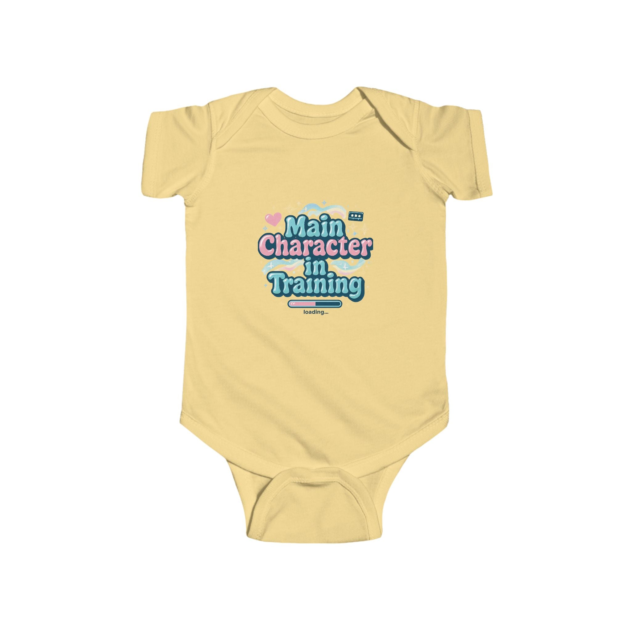 Main Character in Training Baby Onesie | Funny Aesthetic Infant Bodysuit | Millennial & Gen Z Parent Gift