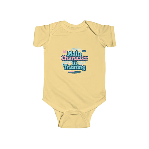 Main Character in Training Baby Onesie | Funny Aesthetic Infant Bodysuit | Millennial & Gen Z Parent Gift