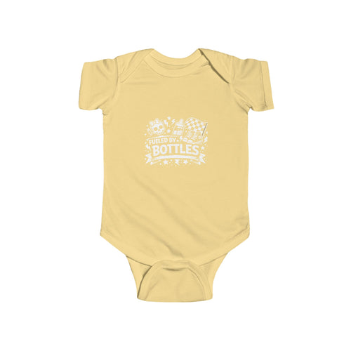 Fueled by Bottles Baby Onesie | Pop Punk Inspired Funny Infant Bodysuit | Millennial Parent Gift