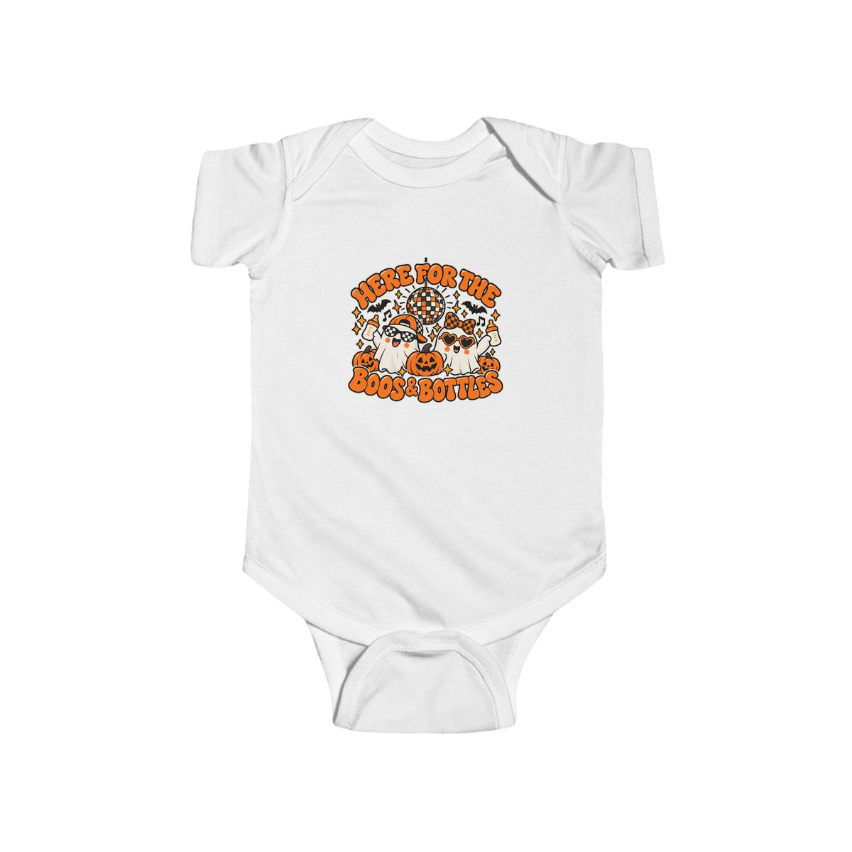 Here for the Boos & Bottles Bodysuit | Funny Halloween Baby Onesie