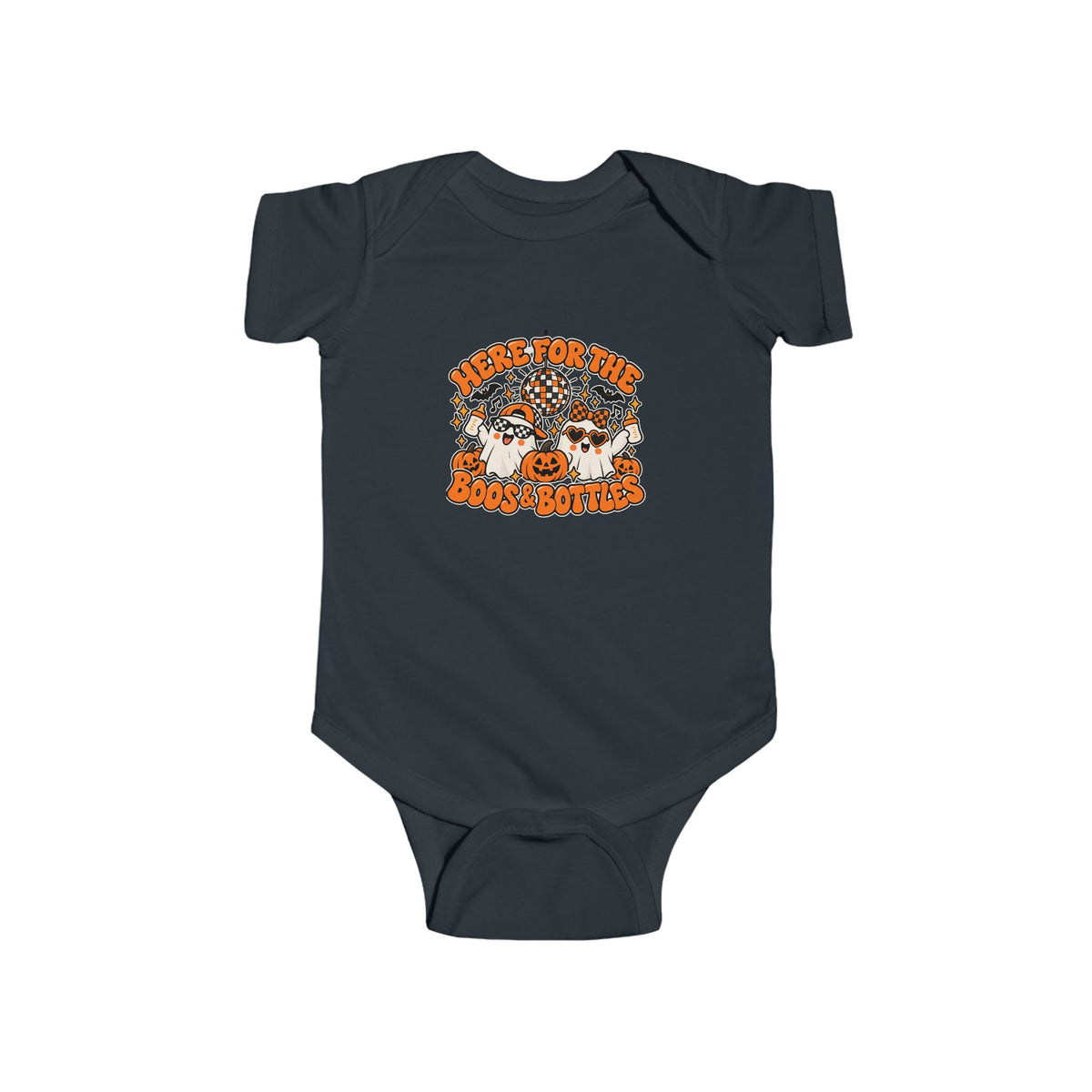 Here for the Boos & Bottles Bodysuit | Funny Halloween Baby Onesie