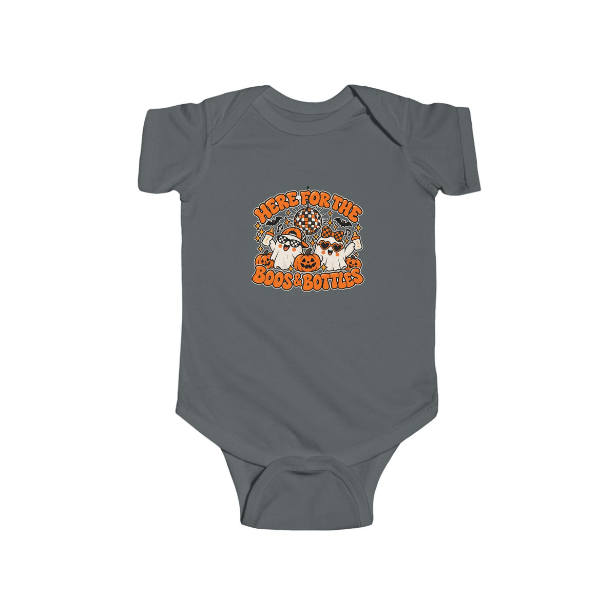 Here for the Boos & Bottles Bodysuit | Funny Halloween Baby Onesie