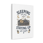 Sleeping All Day Staying Up All Night Nursery Canvas, Pop Punk Baby Nursery Decor, Millennial Nursery Wall Art, Stretched Canvas