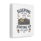 Sleeping All Day Staying Up All Night Nursery Canvas, Pop Punk Baby Nursery Decor, Millennial Nursery Wall Art, Stretched Canvas