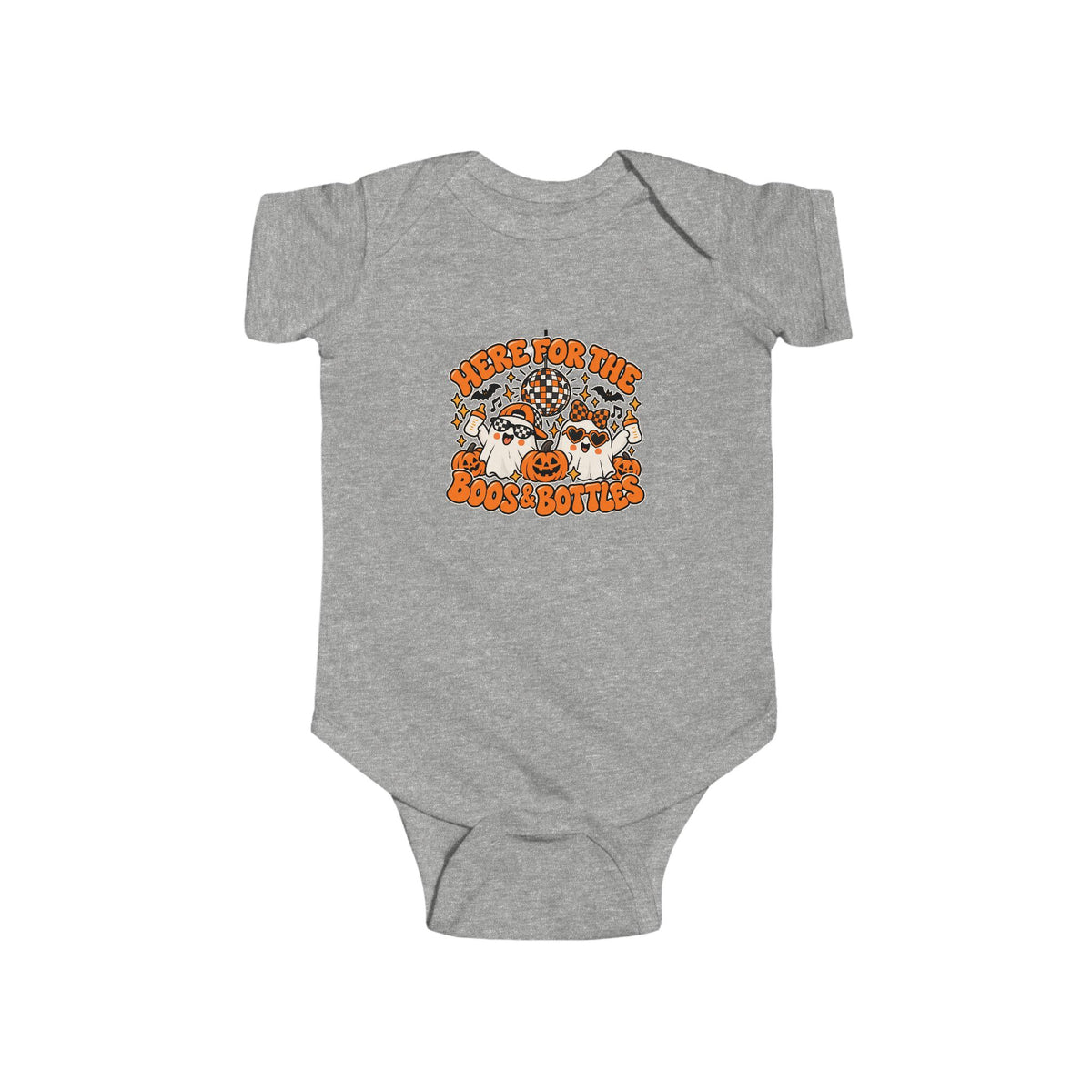 Here for the Boos & Bottles Bodysuit | Funny Halloween Baby Onesie