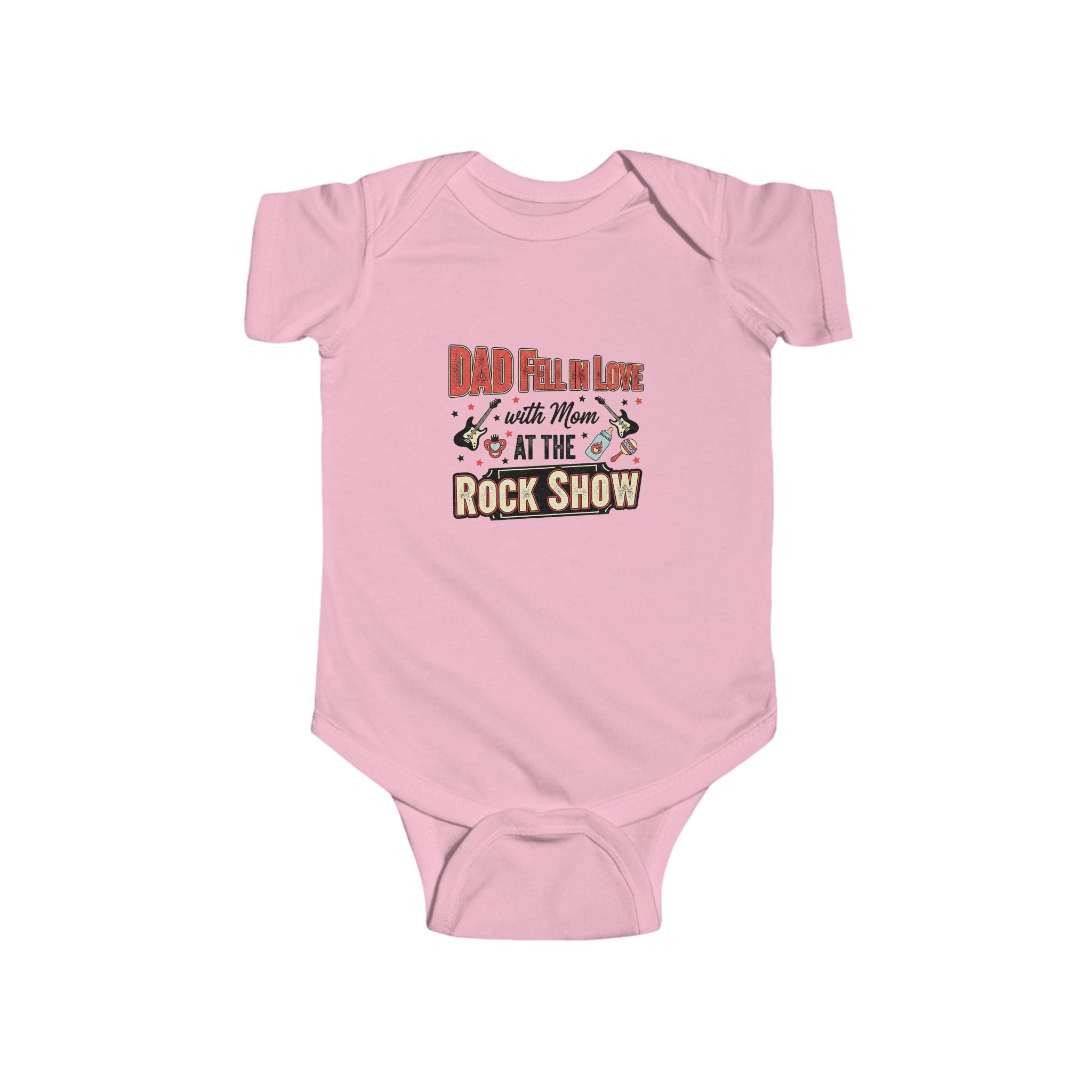 Dad Fell in Love at the Rock Show Baby Onesie | Emo Pop Punk Infant Bodysuit | Millennial Parent Gift