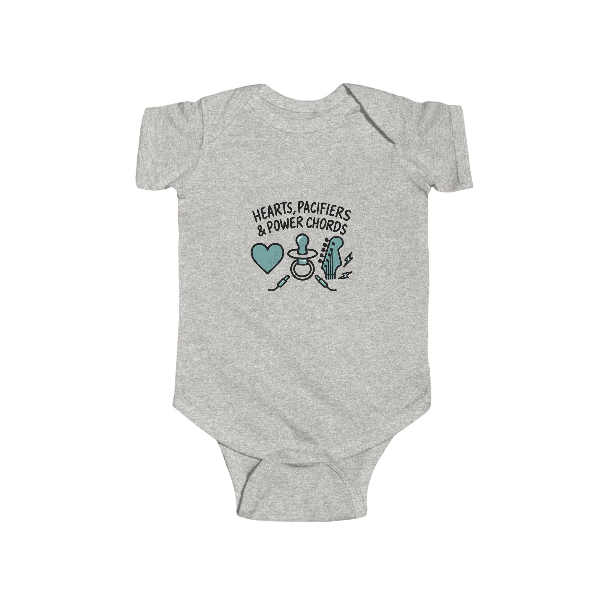 Pacifiers and Power Chords Baby Onesie | Pop Punk Baby Gift for Cool Millennial Parents