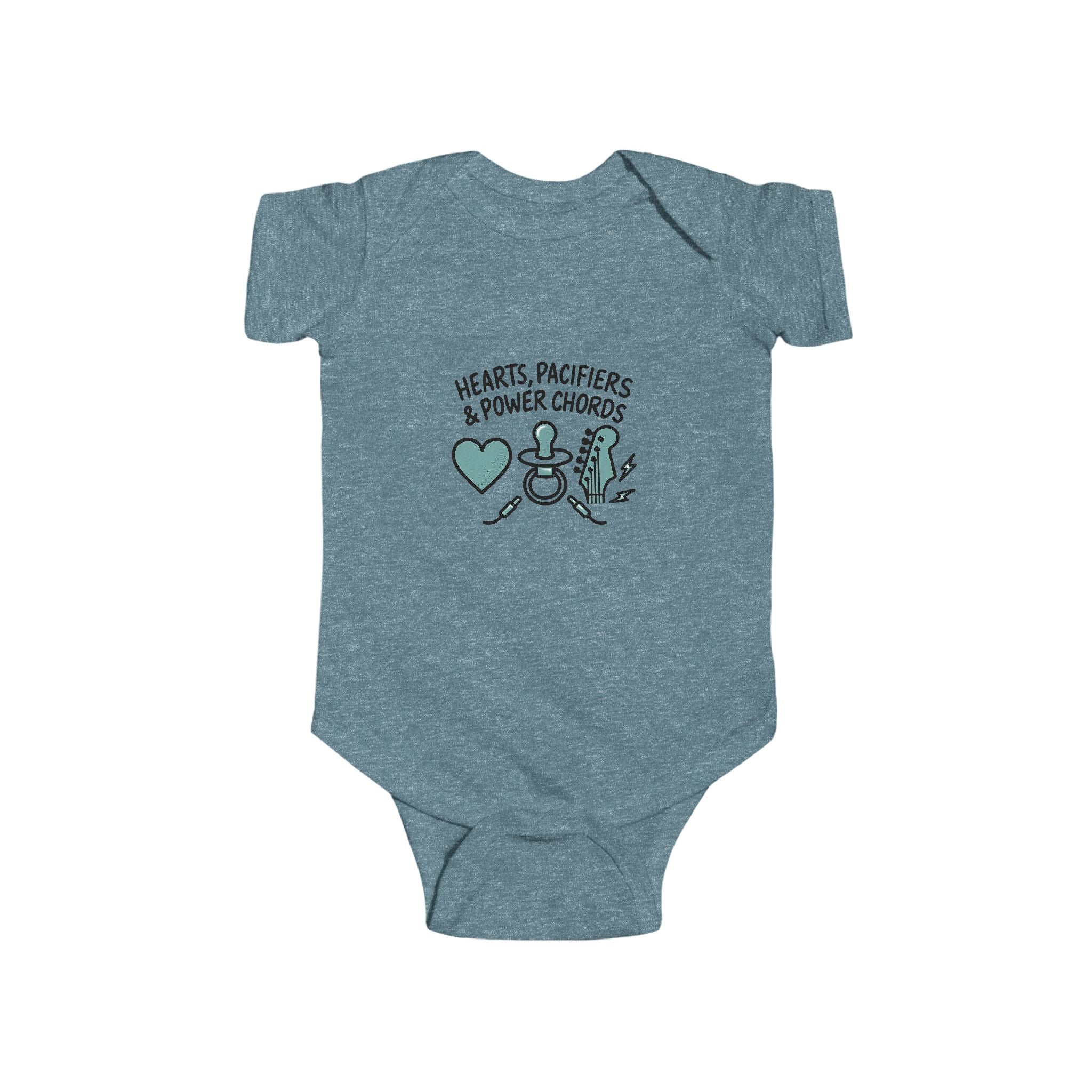Pacifiers and Power Chords Baby Onesie | Pop Punk Baby Gift for Cool Millennial Parents