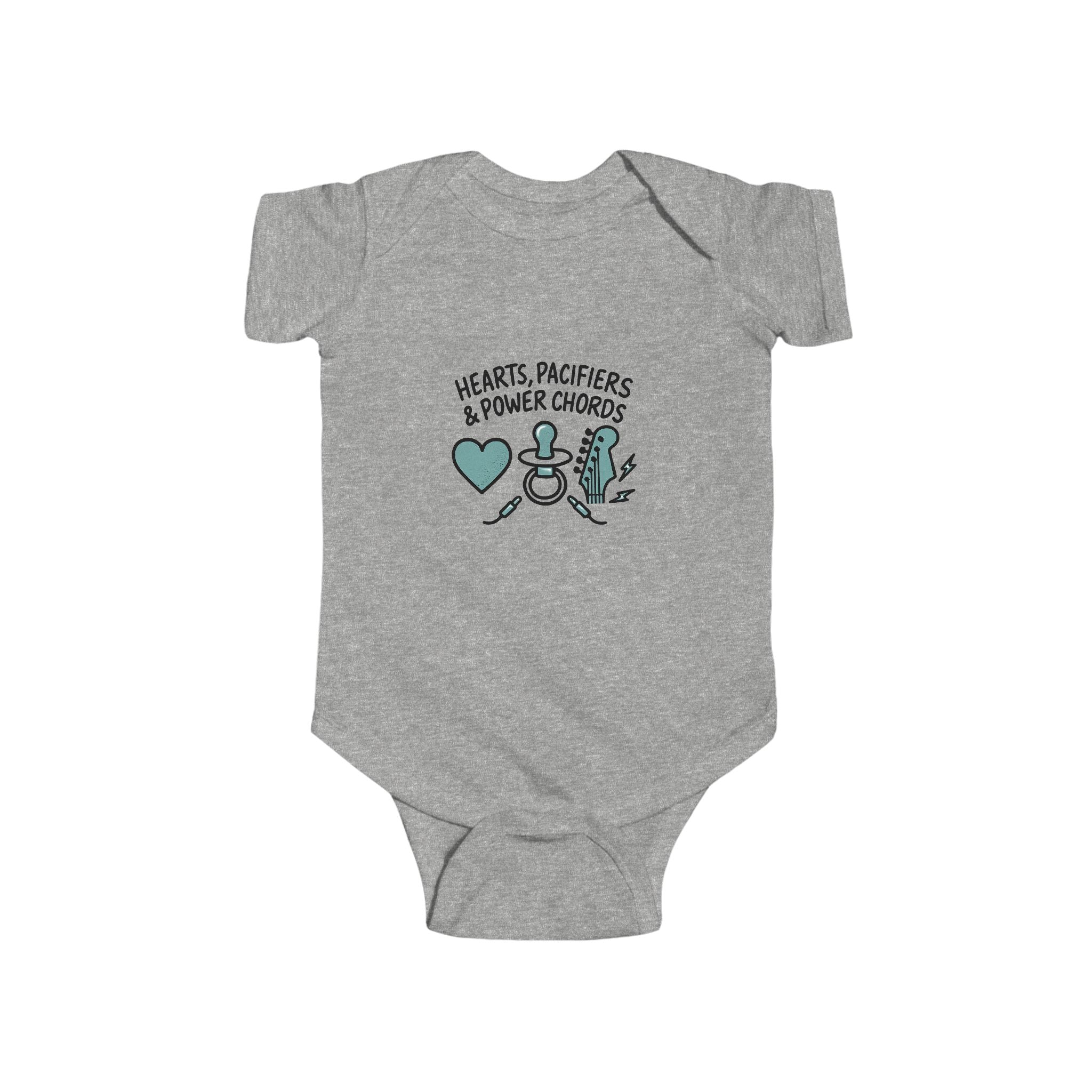 Pacifiers and Power Chords Baby Onesie | Pop Punk Baby Gift for Cool Millennial Parents