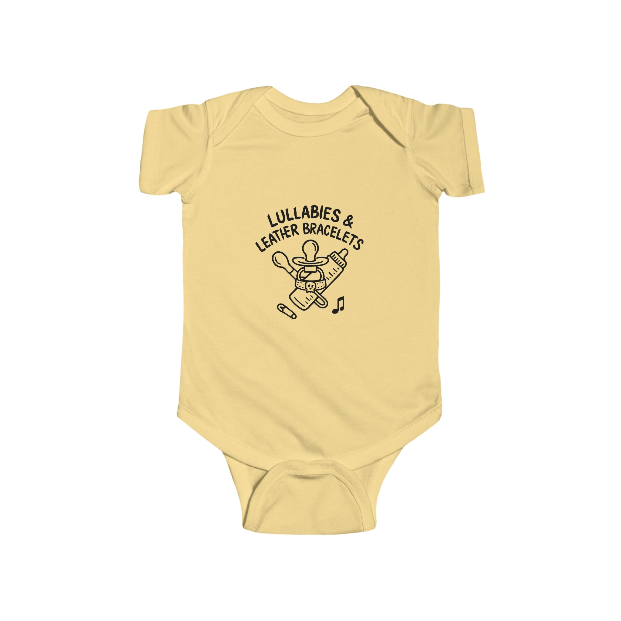 Lullabies and Leather Bracelets Baby Onesie | Emo Nostalgia Infant Bodysuit | Millennial Parent Gift