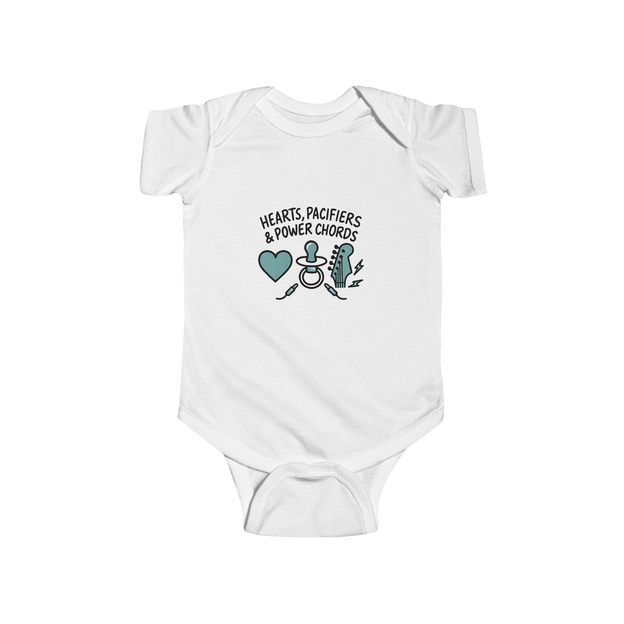 Pacifiers and Power Chords Baby Onesie | Pop Punk Baby Gift for Cool Millennial Parents