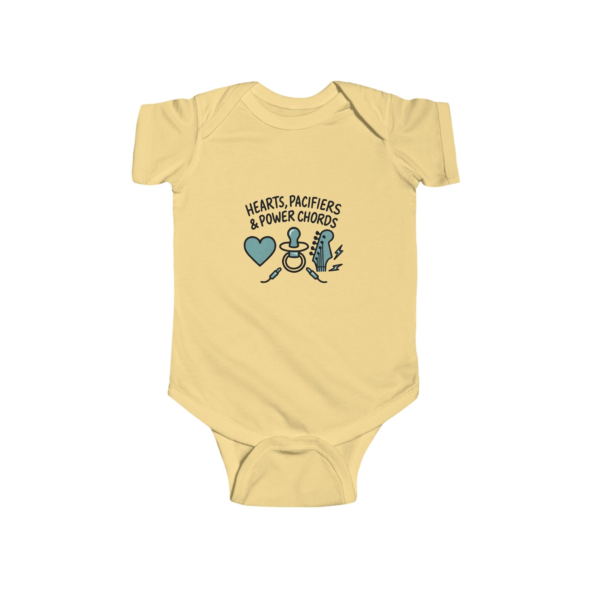 Pacifiers and Power Chords Baby Onesie | Pop Punk Baby Gift for Cool Millennial Parents