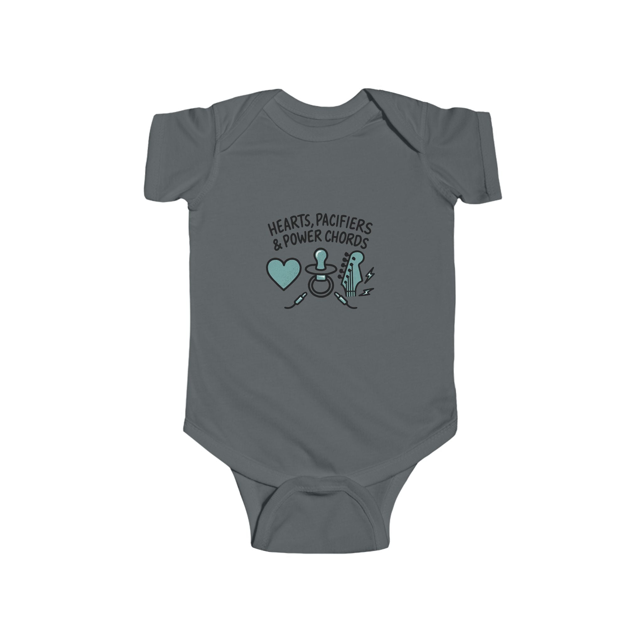 Pacifiers and Power Chords Baby Onesie | Pop Punk Baby Gift for Cool Millennial Parents