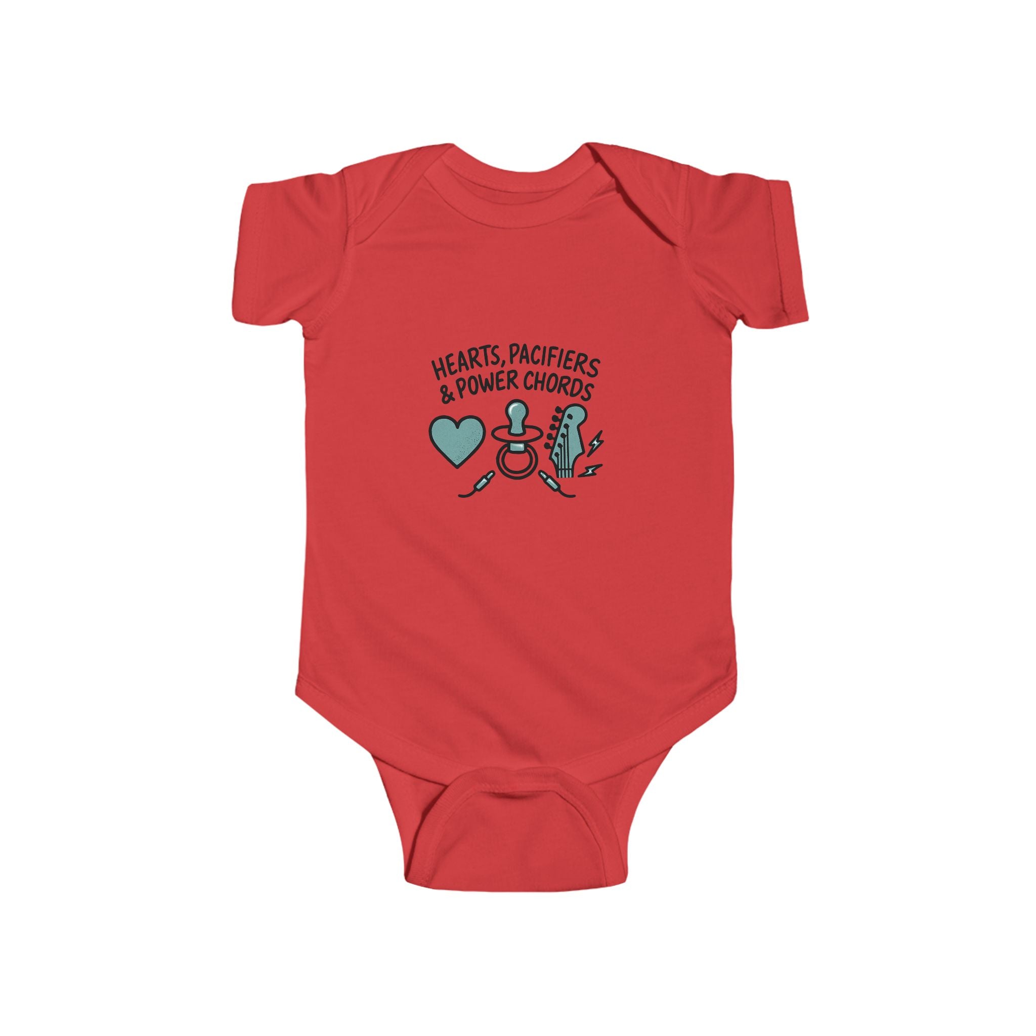 Pacifiers and Power Chords Baby Onesie | Pop Punk Baby Gift for Cool Millennial Parents