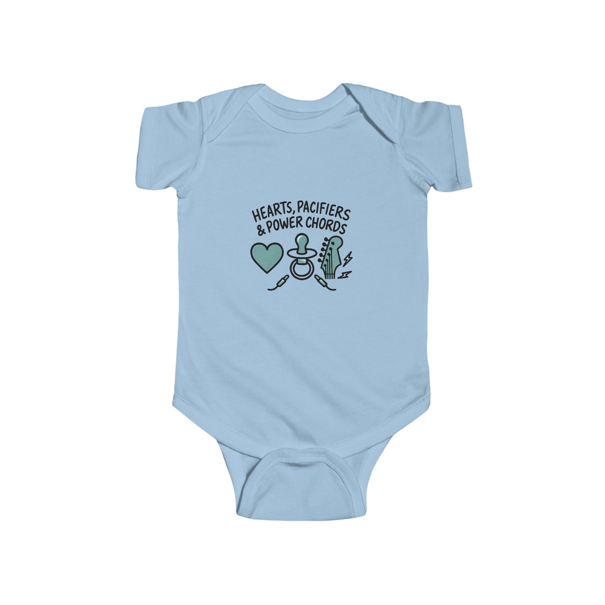 Pacifiers and Power Chords Baby Onesie | Pop Punk Baby Gift for Cool Millennial Parents