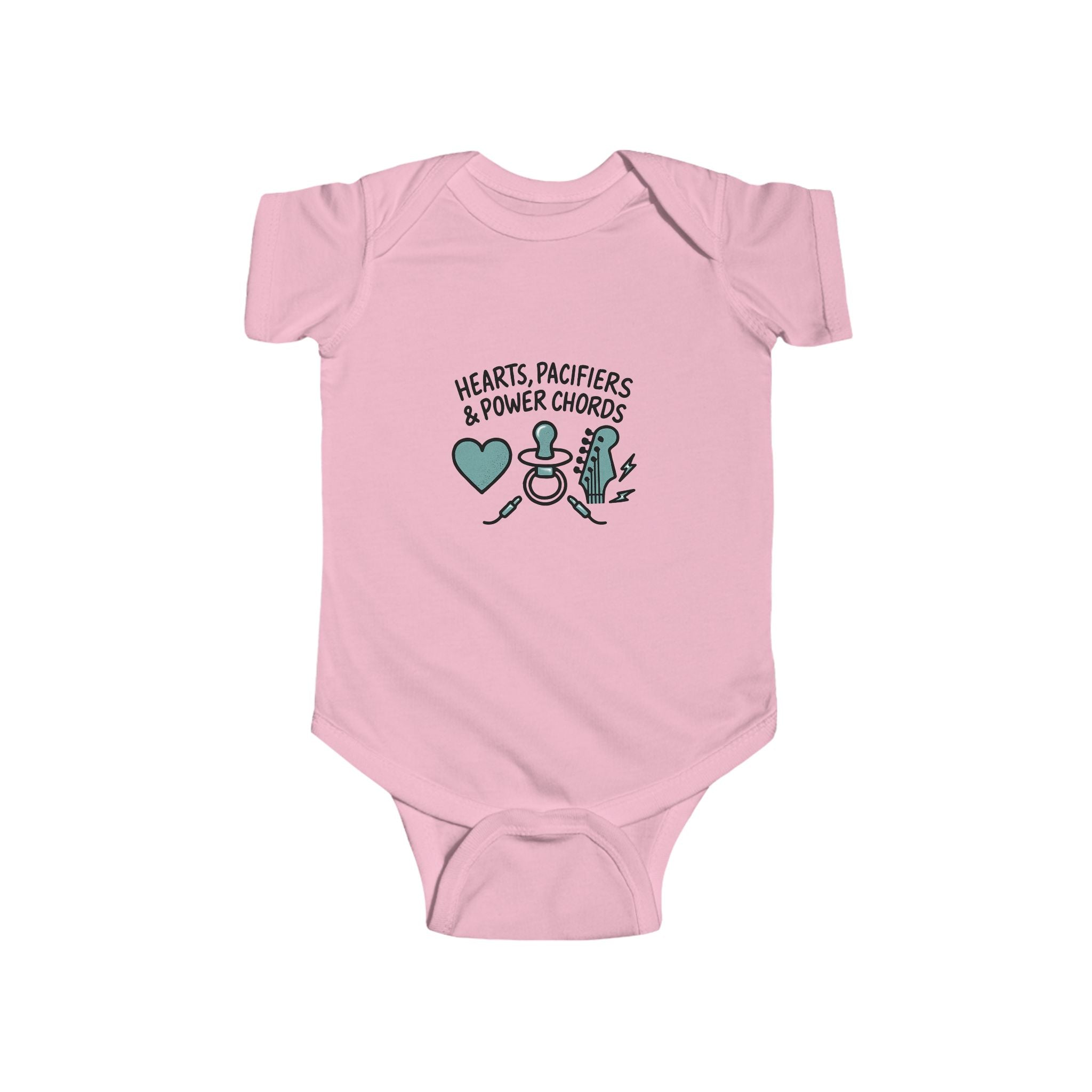 Pacifiers and Power Chords Baby Onesie | Pop Punk Baby Gift for Cool Millennial Parents