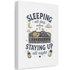 Sleeping All Day Staying Up All Night Nursery Canvas, Pop Punk Baby Nursery Decor, Millennial Nursery Wall Art, Stretched Canvas