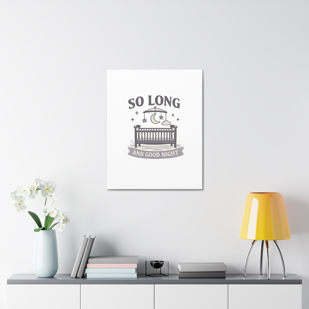 So Long and Good Night Nursery Canvas, Pop Punk Baby Nursery Decor, Cute Crib Wall Art, Millennial Nursery Art, Baby Room Decor