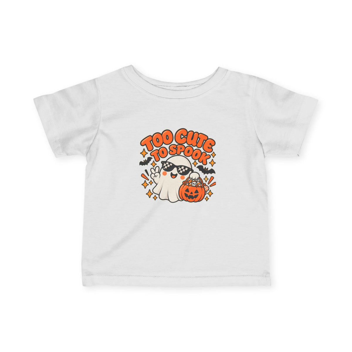 Too Cute to Spook Infant Tee | Retro Ghost Halloween Baby Shirt