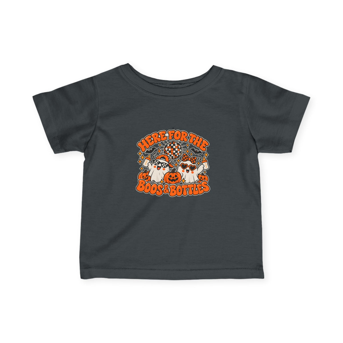 Here for the Boos & Bottles Infant Tee | Funny Halloween Party Baby Shirt