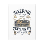 Sleeping All Day Staying Up All Night Nursery Canvas, Pop Punk Baby Nursery Decor, Millennial Nursery Wall Art, Stretched Canvas