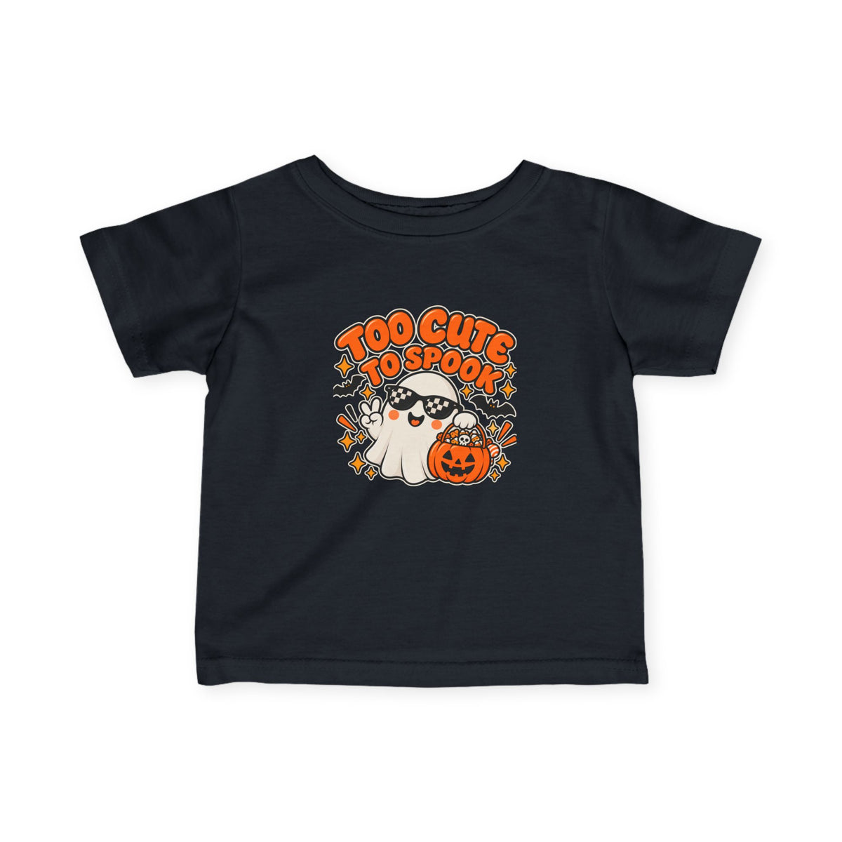 Too Cute to Spook Infant Tee | Retro Ghost Halloween Baby Shirt
