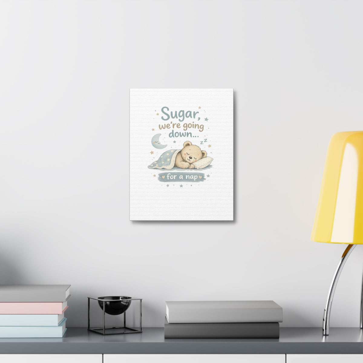 Baby Nursery Canvas Wall Art, Sugar We're Going Down Nursery Decor, Cute Bear Nursery Art, Baby Room Wall Decor, Stretched Canvas Print