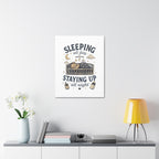 Sleeping All Day Staying Up All Night Nursery Canvas, Pop Punk Baby Nursery Decor, Millennial Nursery Wall Art, Stretched Canvas