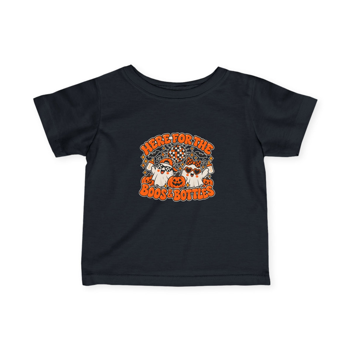 Here for the Boos & Bottles Infant Tee | Funny Halloween Party Baby Shirt