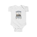 Sleeping All Day Staying Up All Night baby bodysuit | crib, moon, stars design
