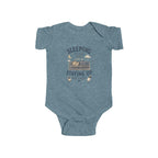 Sleeping All Day Staying Up All Night baby bodysuit | crib, moon, stars design