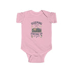 Sleeping All Day Staying Up All Night baby bodysuit | crib, moon, stars design