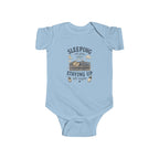 Sleeping All Day Staying Up All Night baby bodysuit | crib, moon, stars design